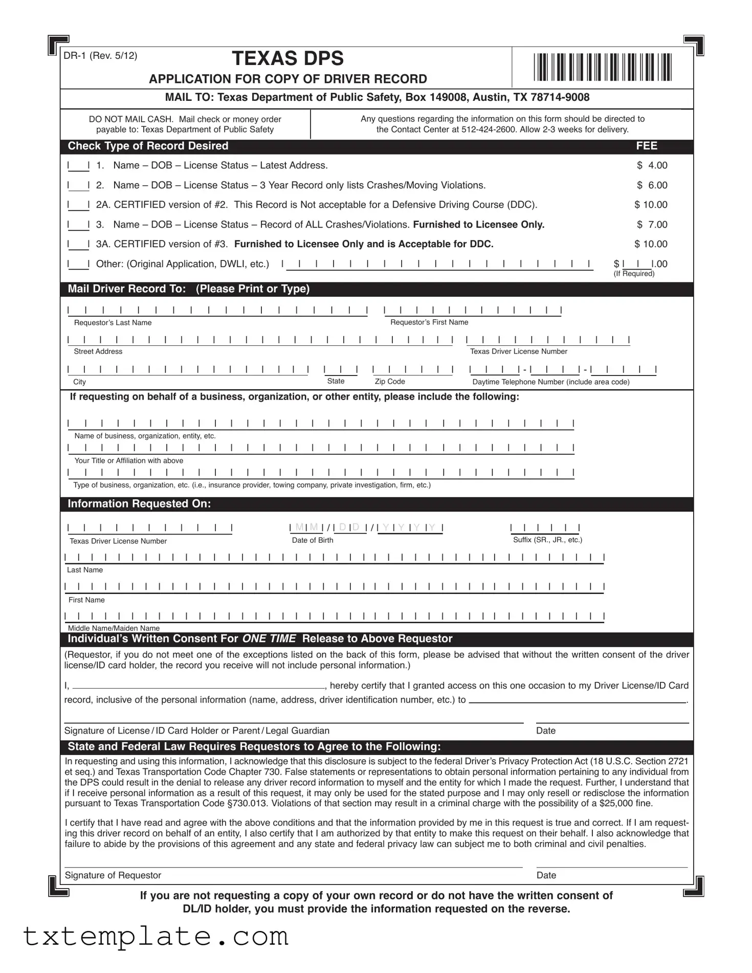 Download Dr 1 Texas Template