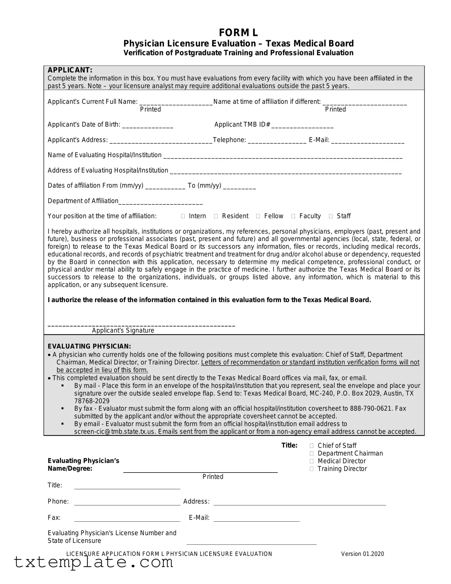 Download L For Texas Medical Board Template