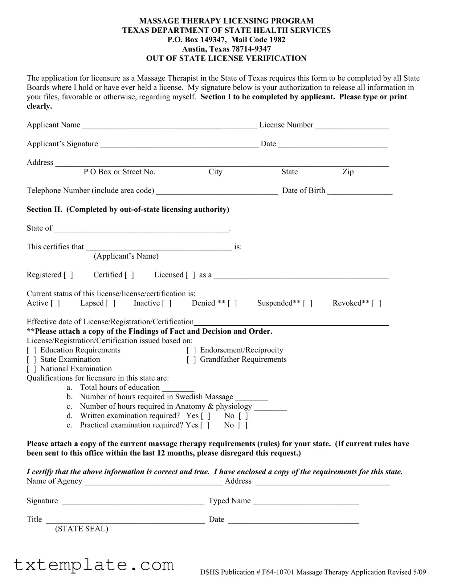 Download Massage License Texas Lookup Template