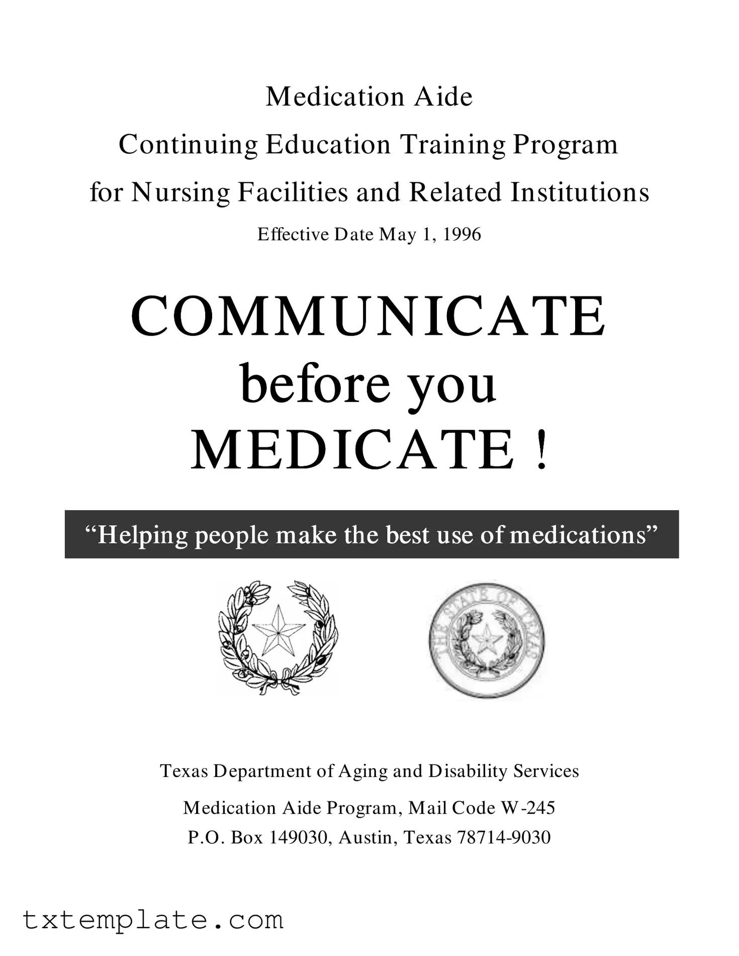 Download Medication Aide Renewal In Texas Template