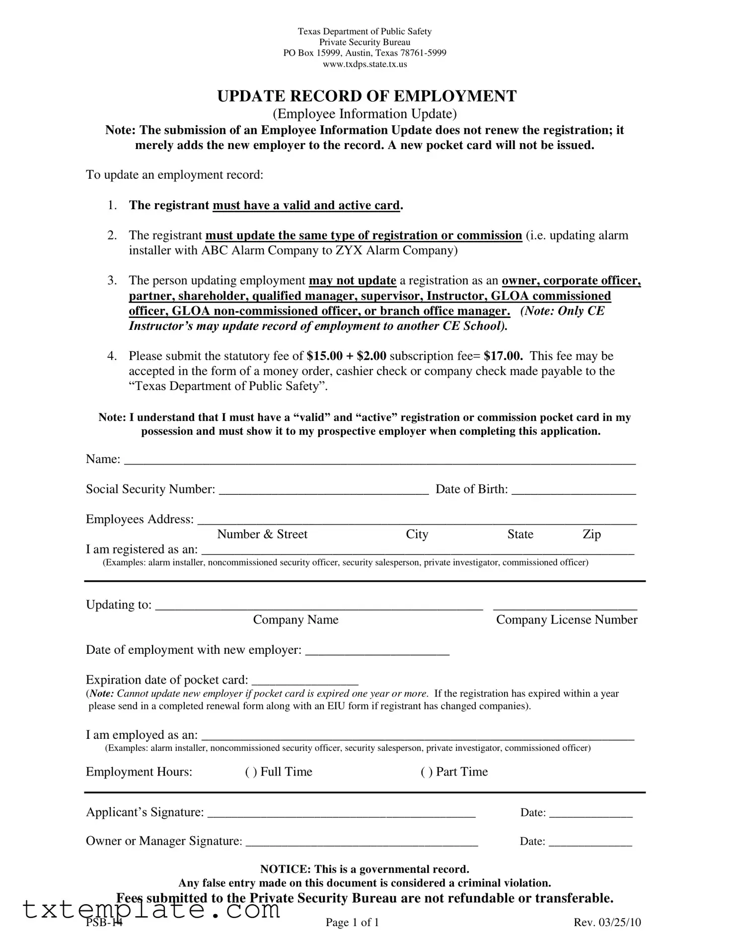 Download Psb 14 Texas Template