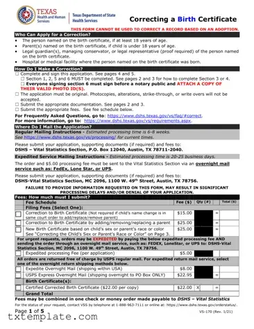 Download Texas Certificate Birth Template