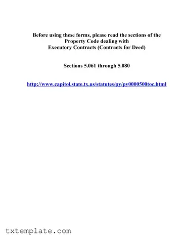 Download Texas Contract For Deed Template
