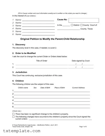 Download Texas Petition Modify Template