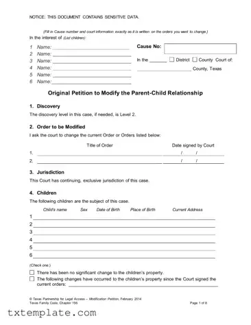 Download Texas Petition To Modify Template