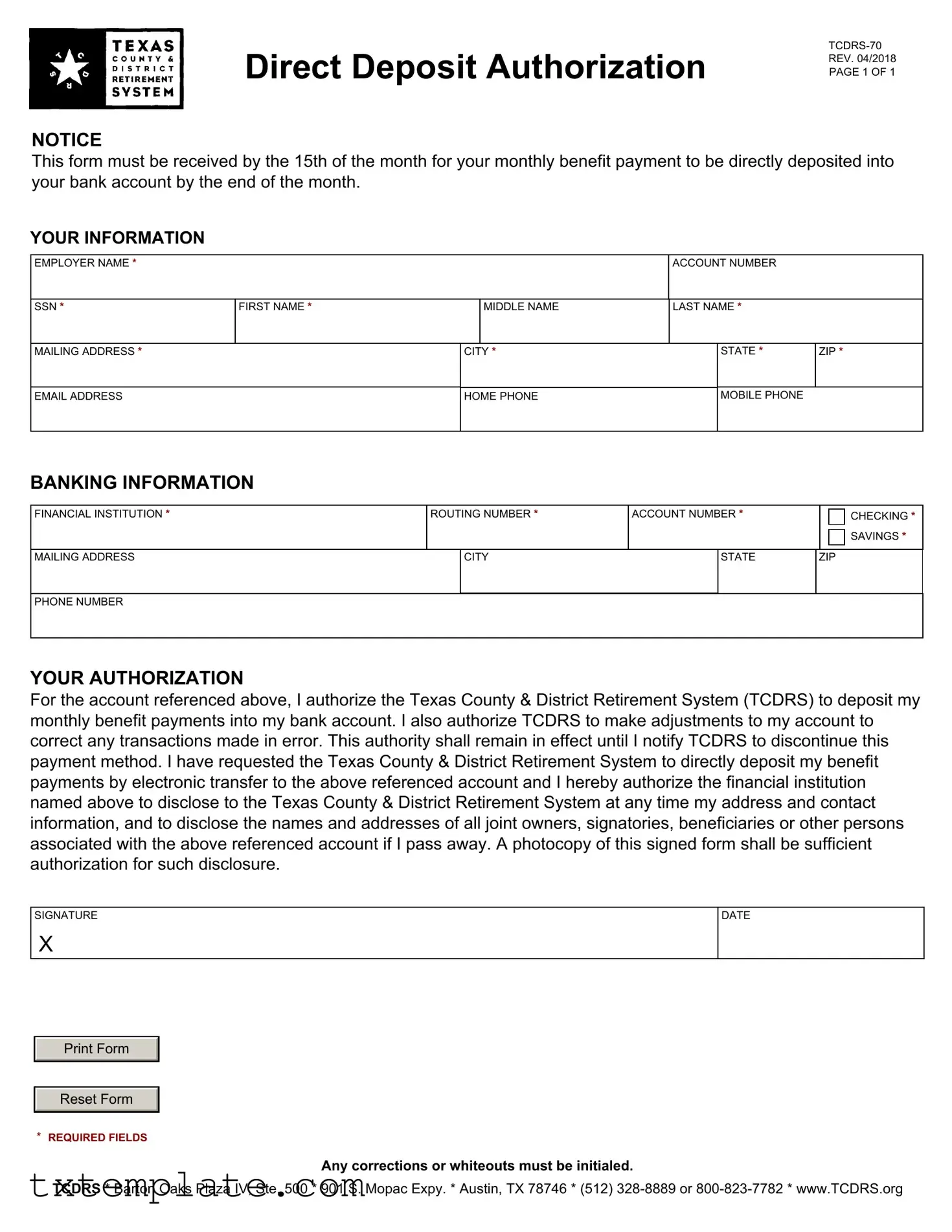 Download Tcdrs 70 Texas Template