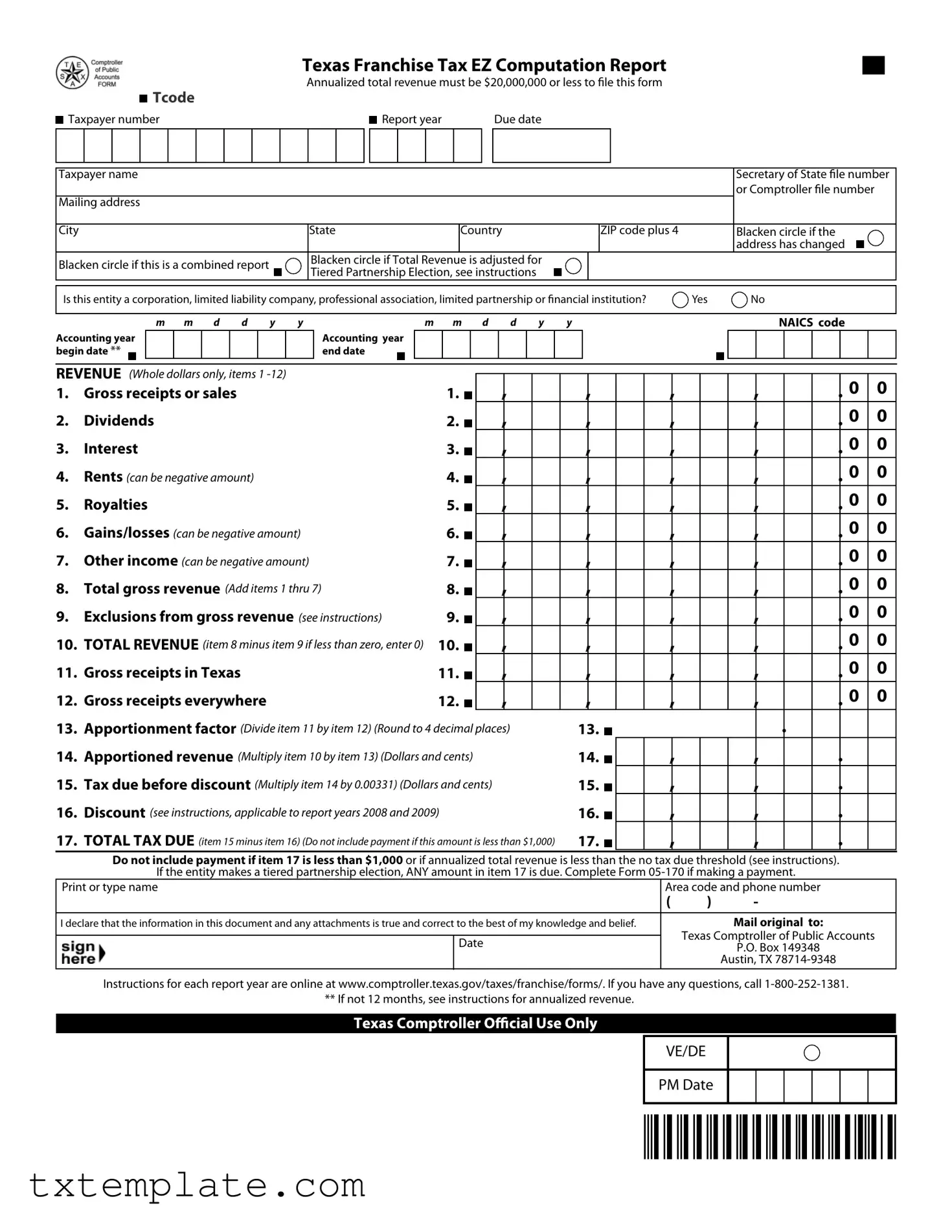 Download Texas 05 169 Template