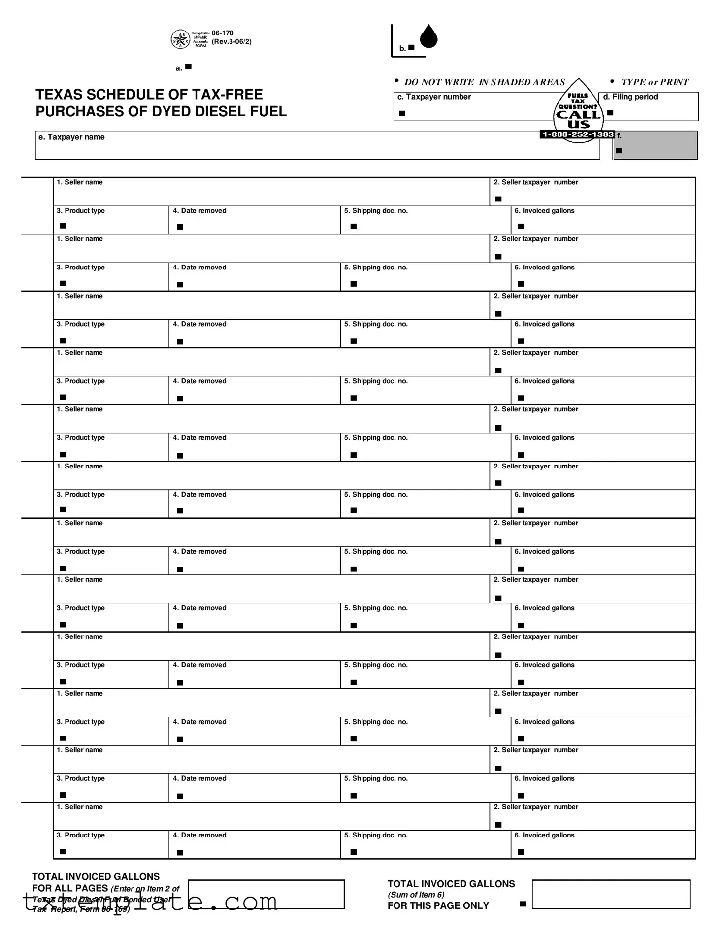 Download Texas 06 170 Template