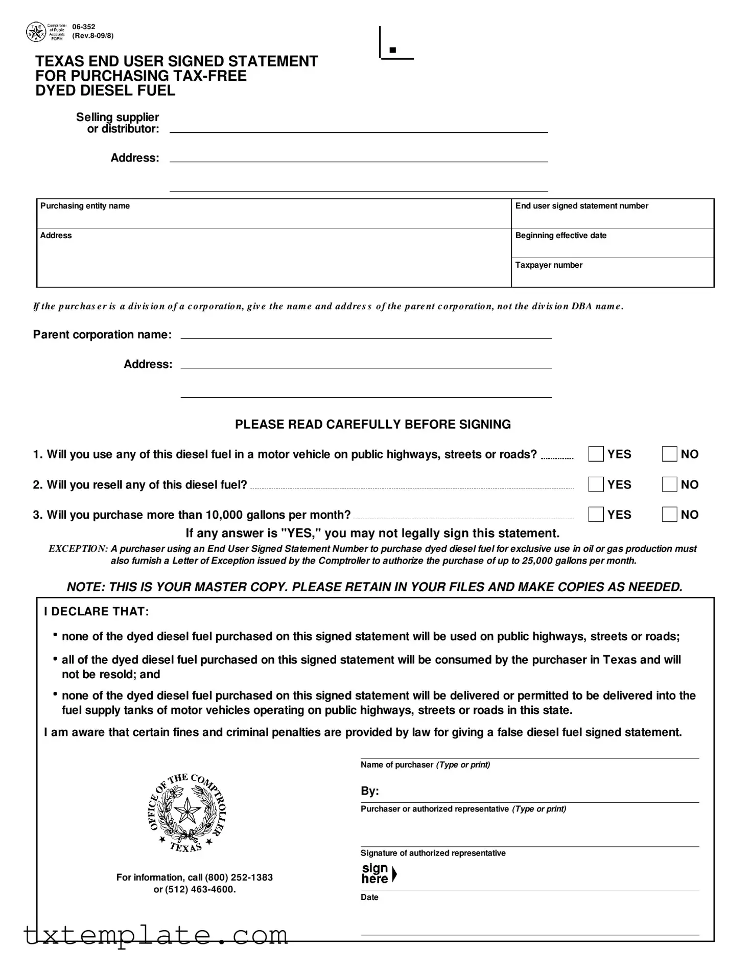 Download Texas 06 352 Template