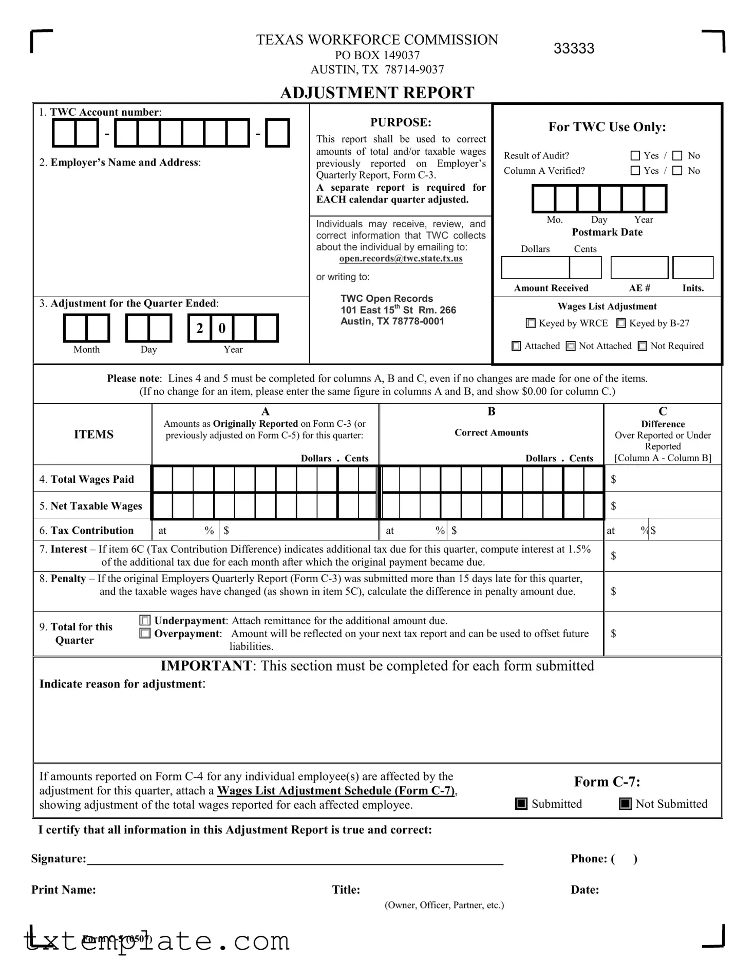 Download Texas C 5 Template