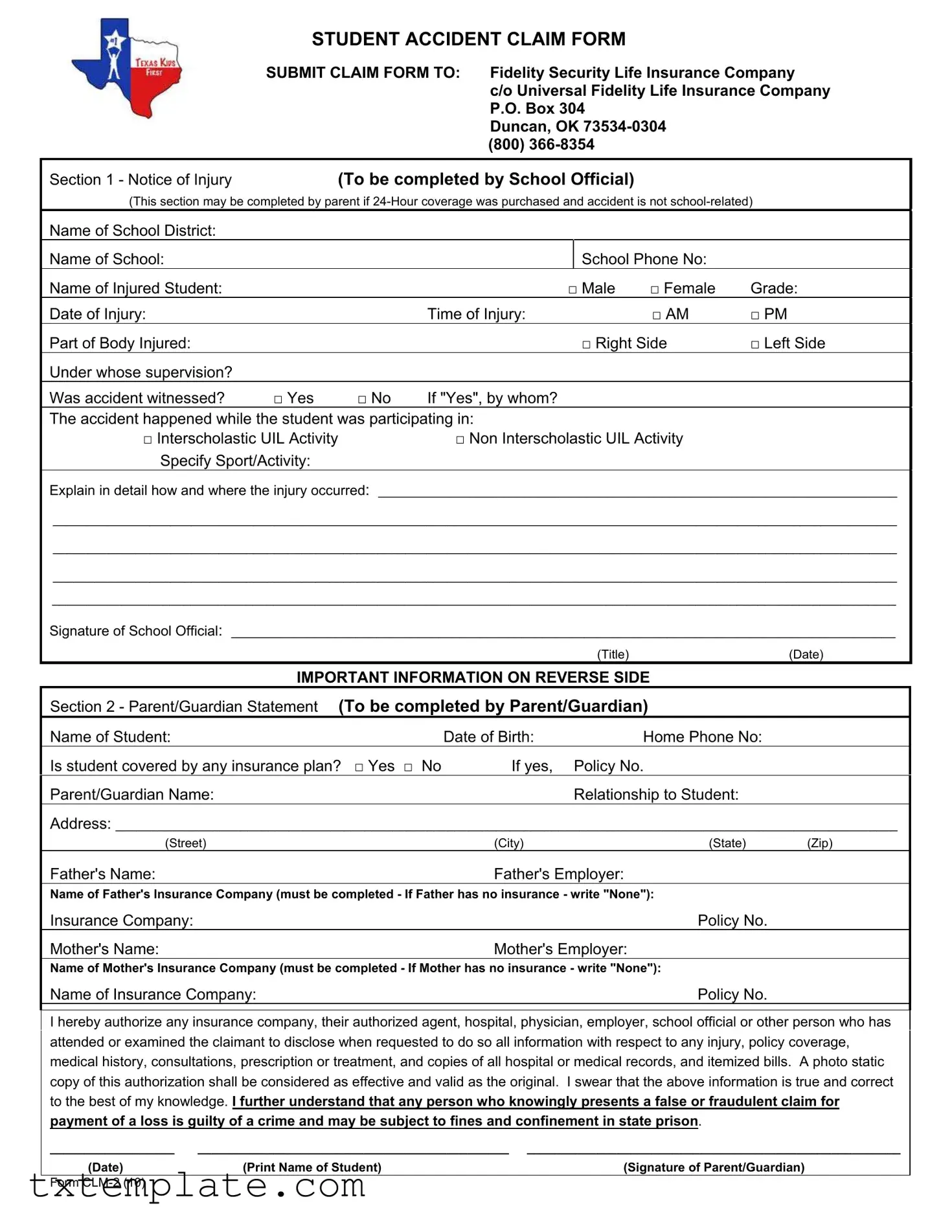 Download Texas Clm 2 Template
