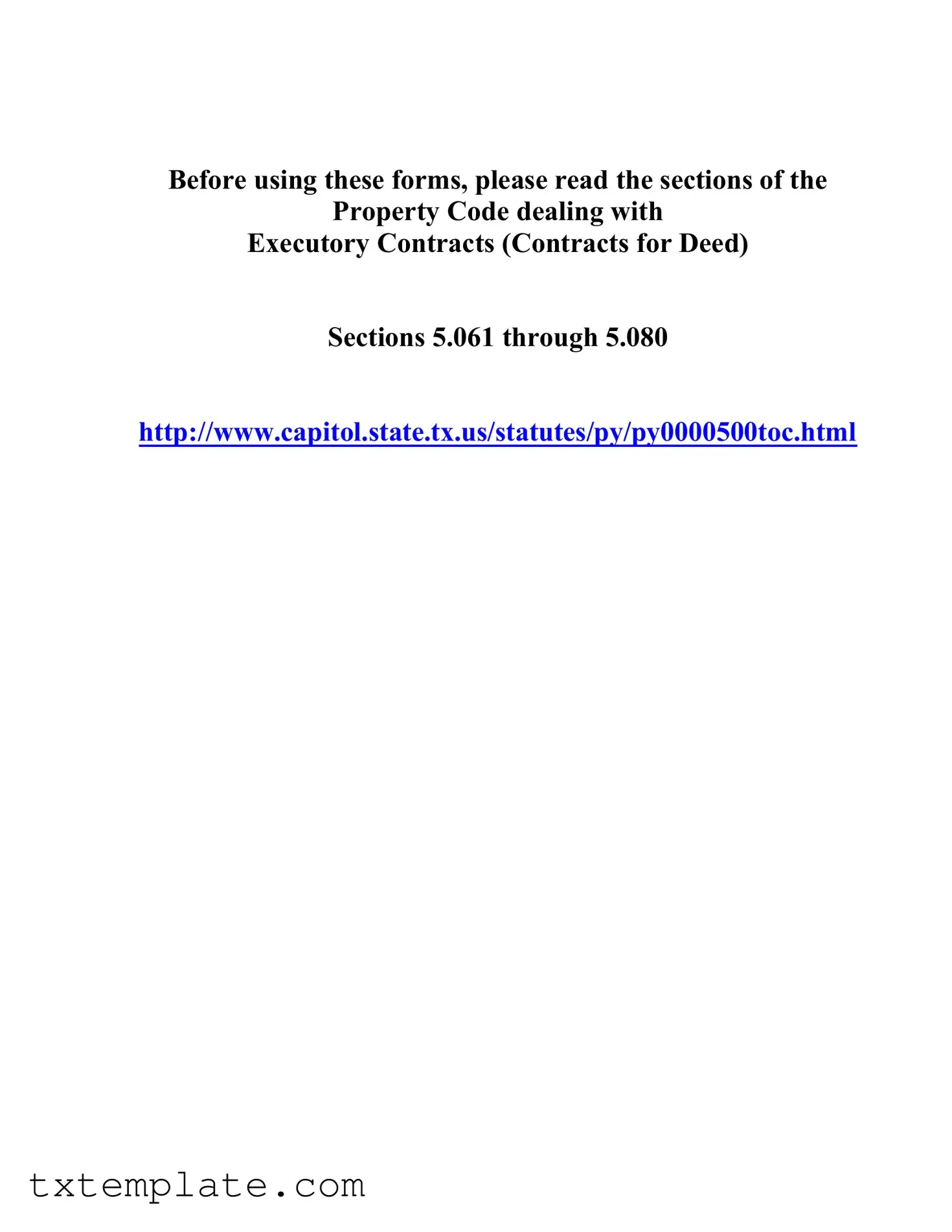 Download Texas Contract For Deed Template