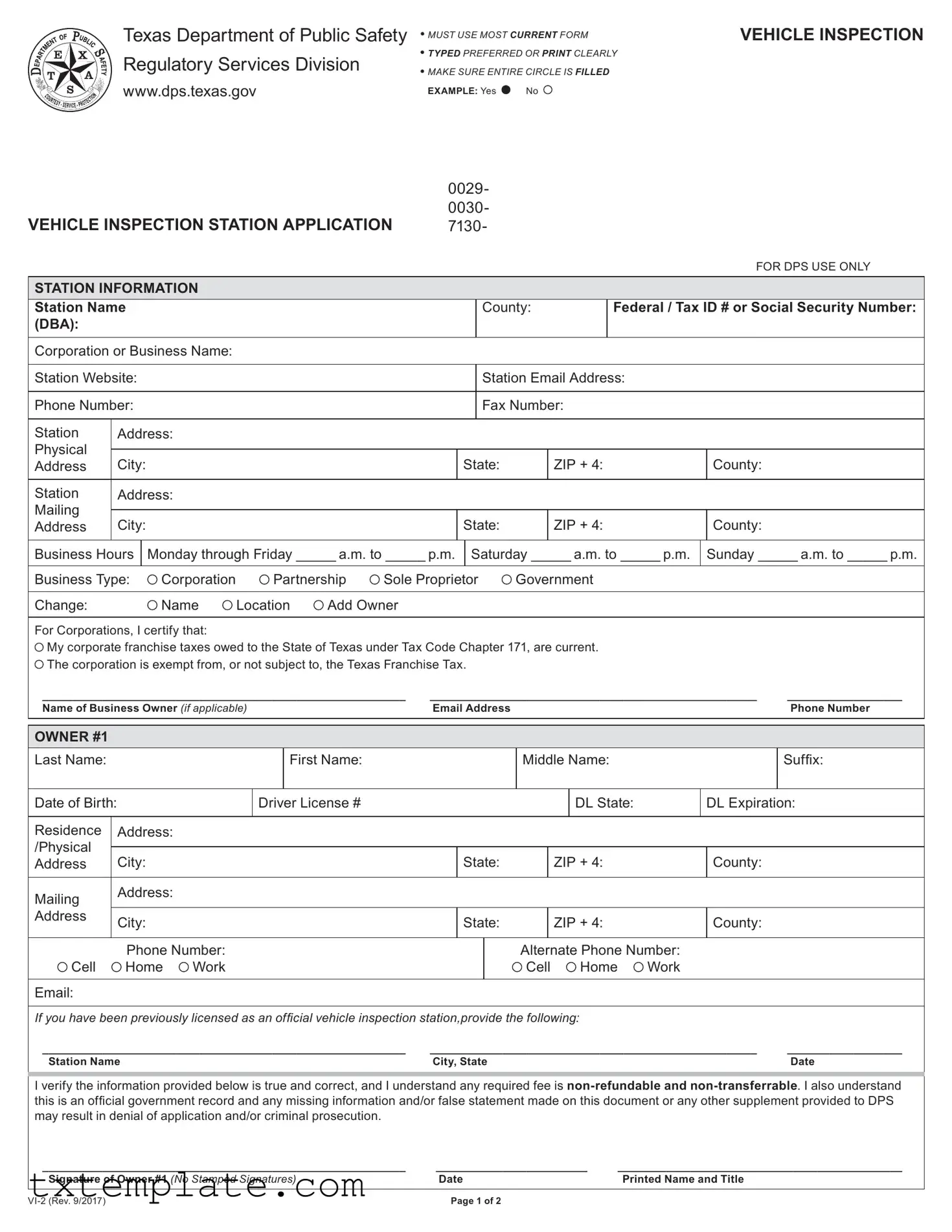 Download Texas Dps Vi 2 Template
