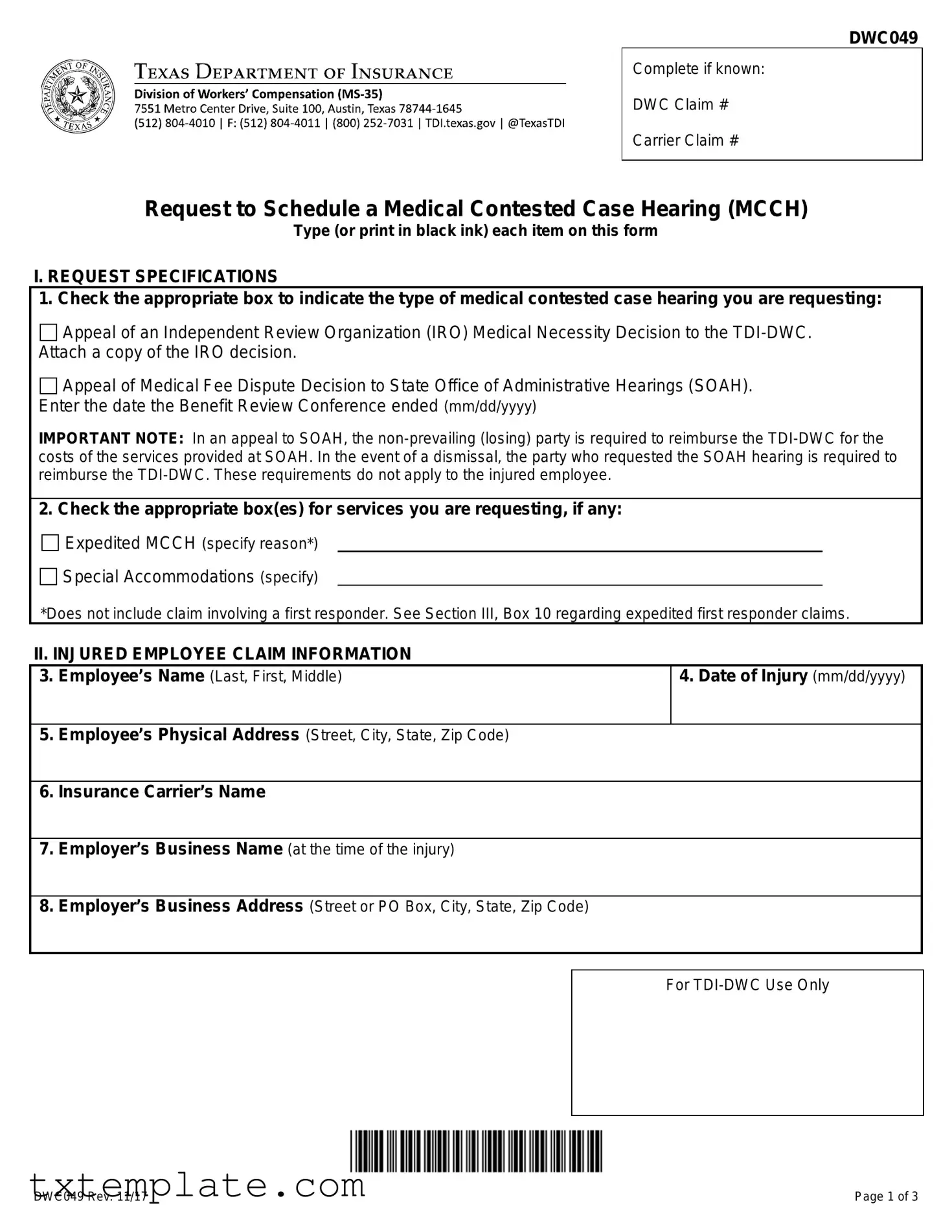 Download Texas Dwc049 Template