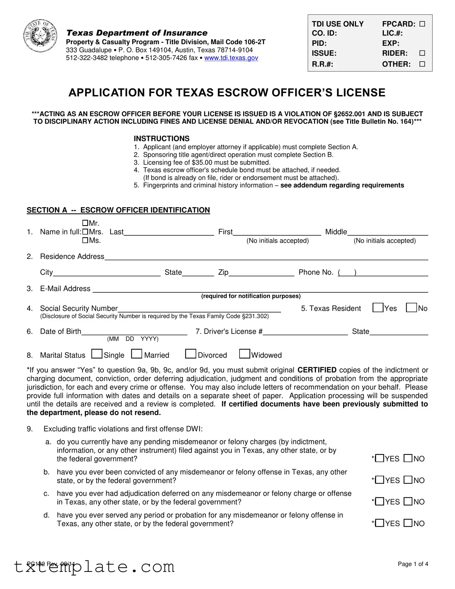 Download Texas Pc132 Template