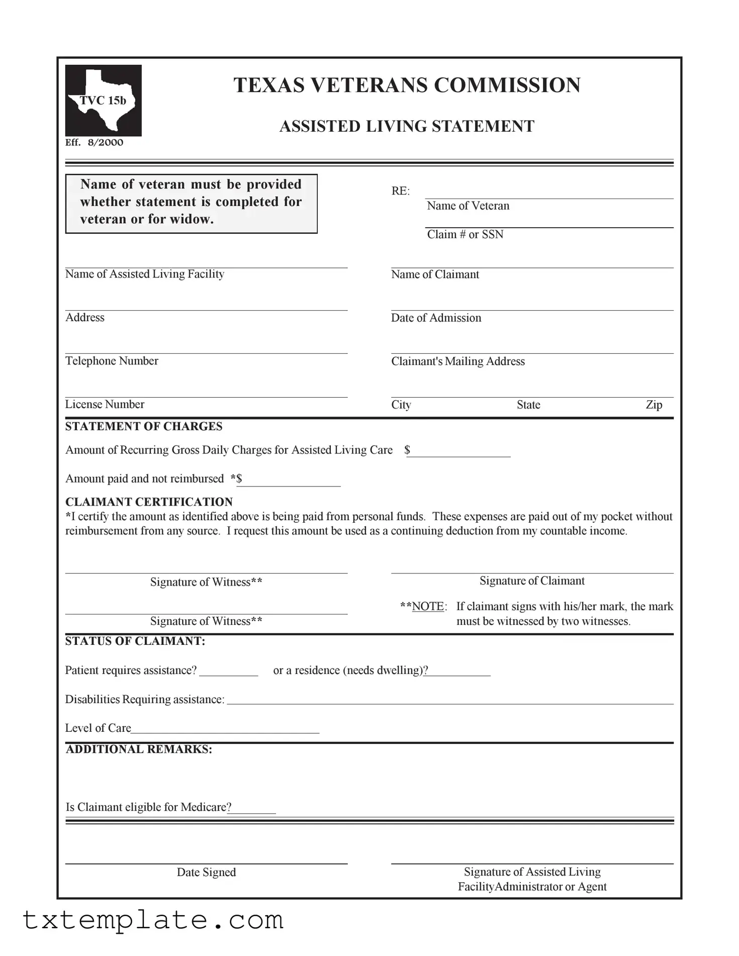 Download Texas Veterans Commission Template