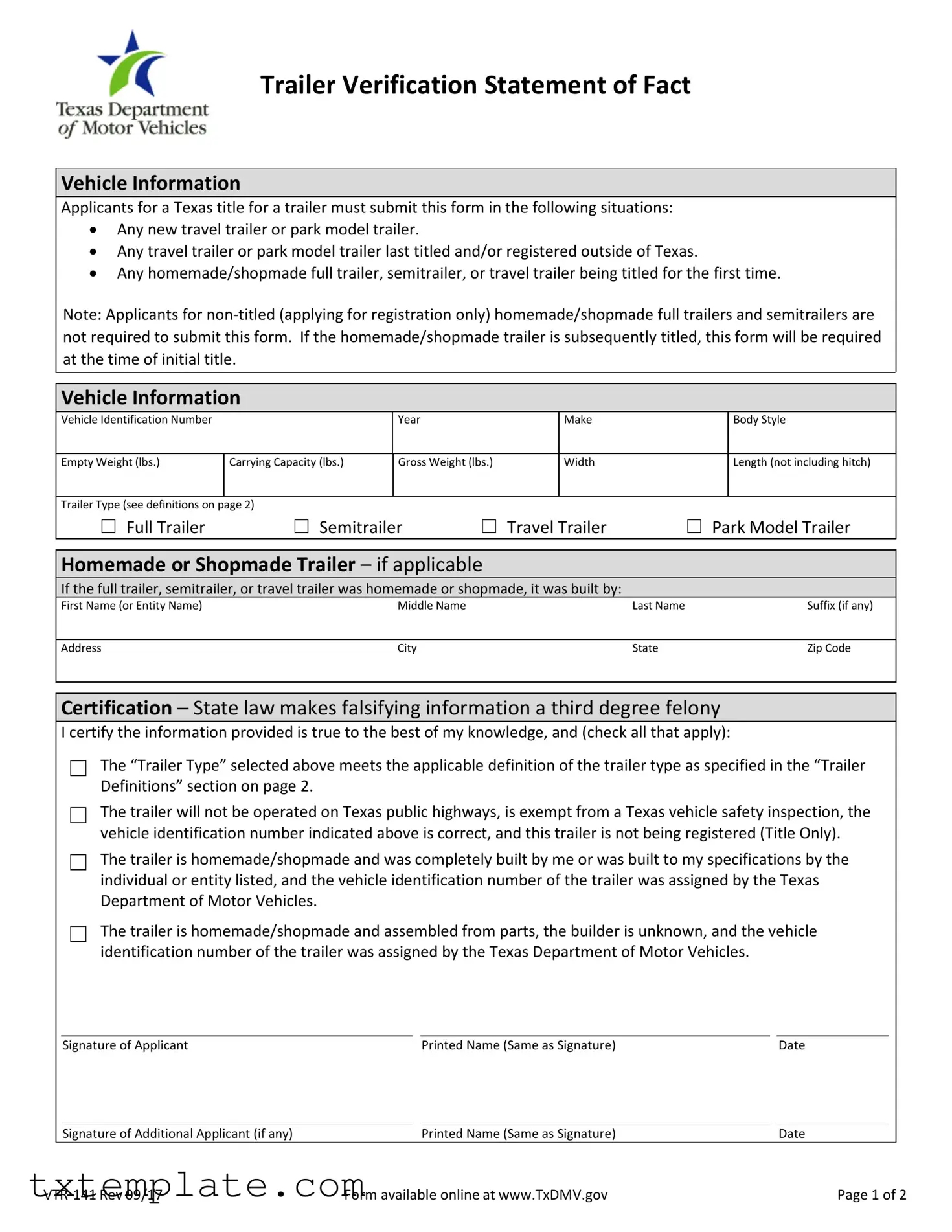 Download Texas Vtr 141 Template
